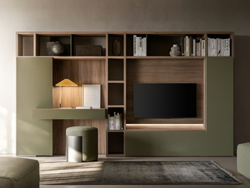FREE - Sectional wooden bookcase with secretary desk by Santalucia Mobili - view 2